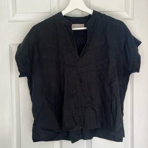 Everlane Black Linen Short Sleeve T Shirt